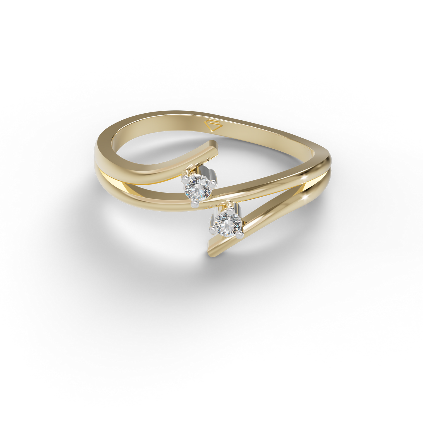Guru Jewel's Twin C.Z Diamond Studded Silver Ring For Her