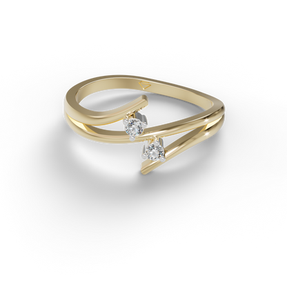 Guru Jewel's Twin C.Z Diamond Studded Silver Ring For Her