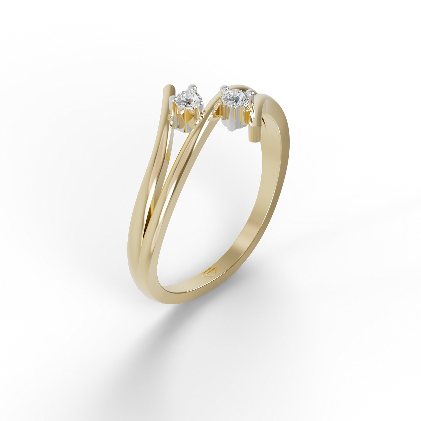 Guru Jewel's Twin C.Z Diamond Studded Silver Ring For Her