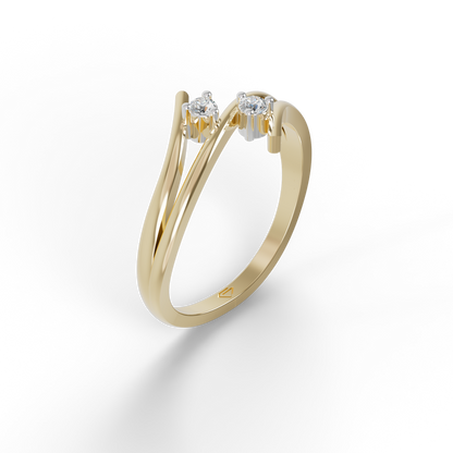 Guru Jewel's Twin C.Z Diamond Studded Silver Ring For Her