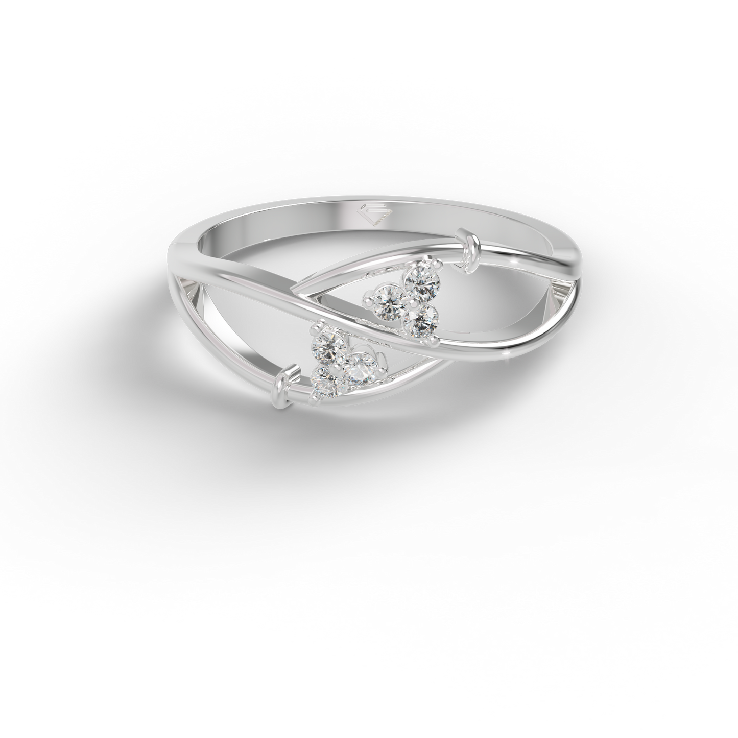 Guru Jewel's Round C.Z Diamond Studded Silver Ring For Her