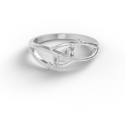 Guru Jewel's Round C.Z Diamond Studded Silver Ring For Her
