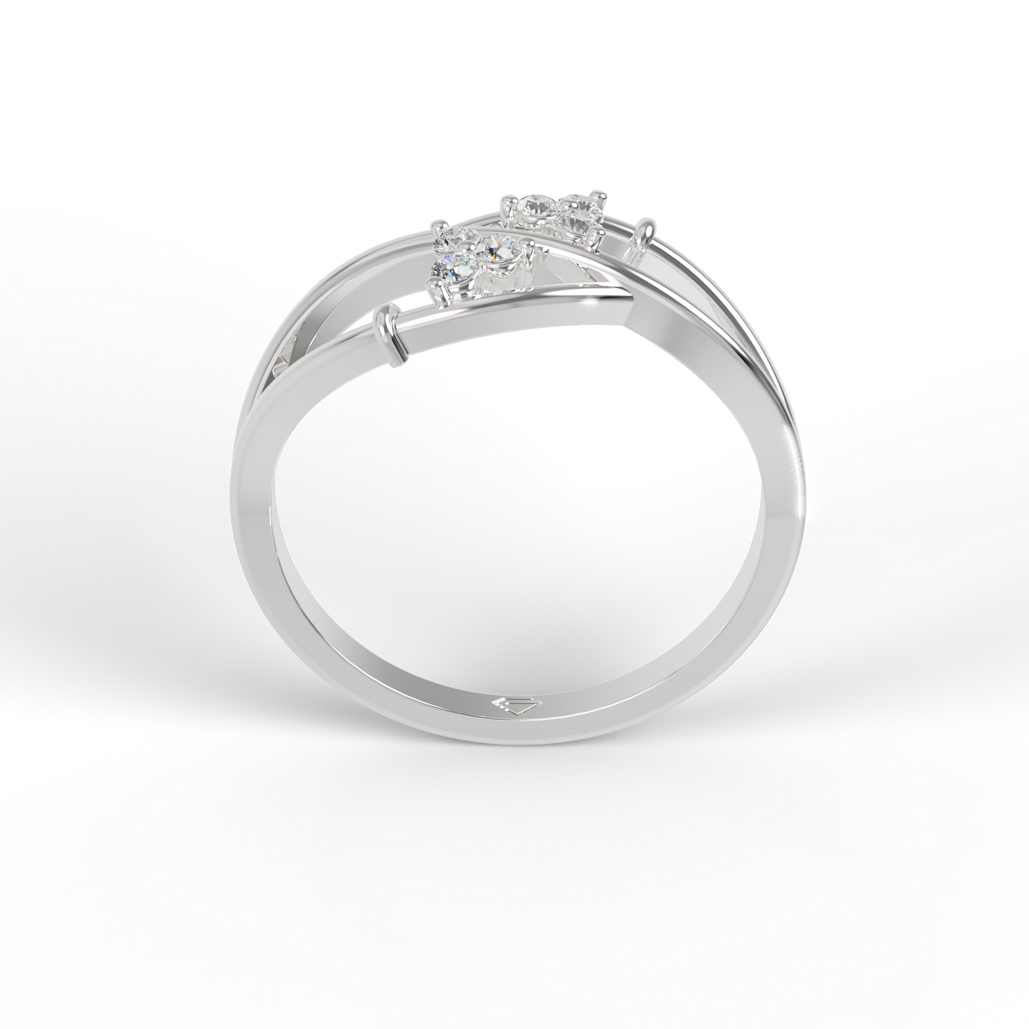 Guru Jewel's Round C.Z Diamond Studded Silver Ring For Her