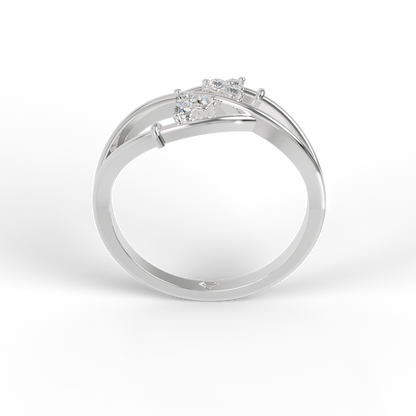 Guru Jewel's Round C.Z Diamond Studded Silver Ring For Her