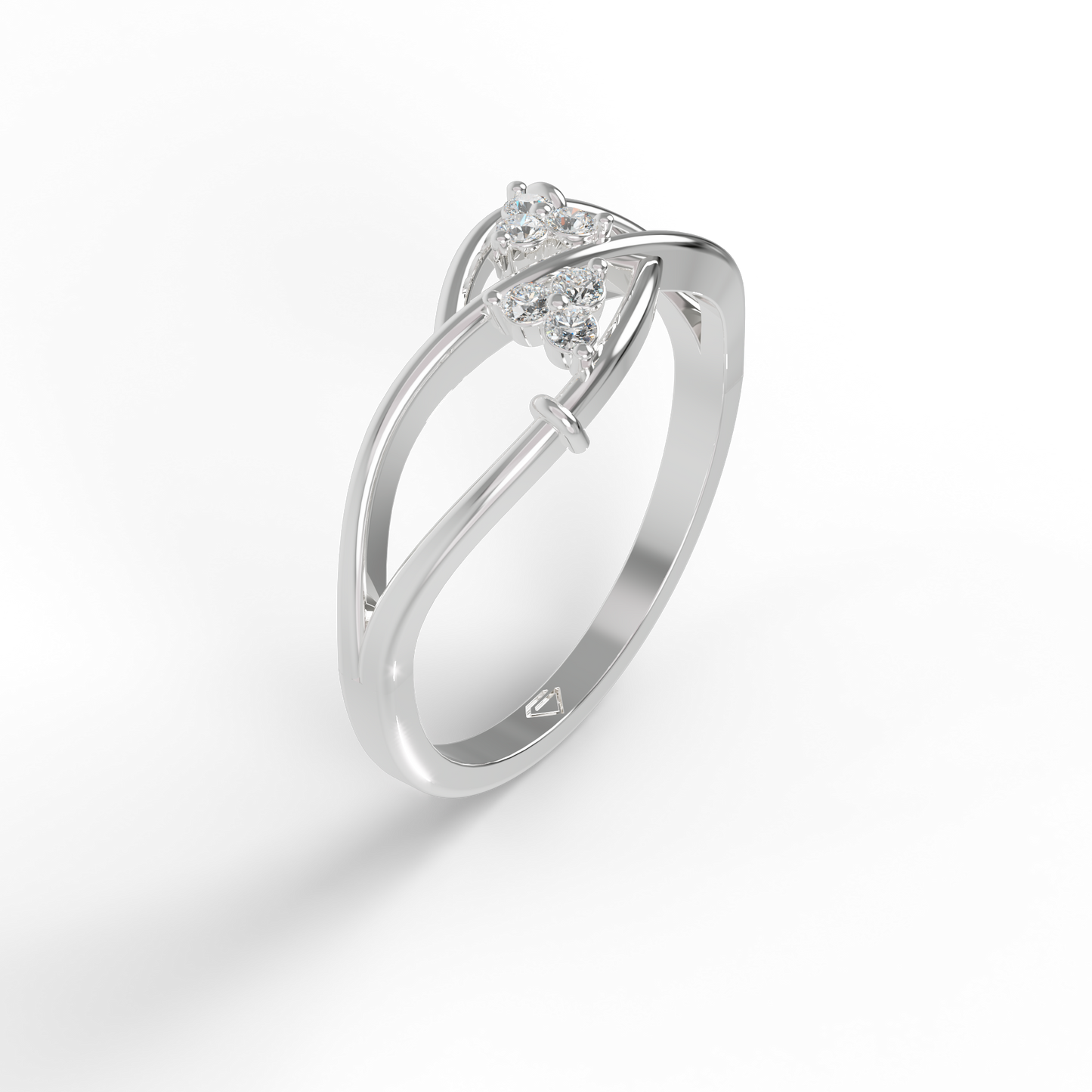 Guru Jewel's Round C.Z Diamond Studded Silver Ring For Her