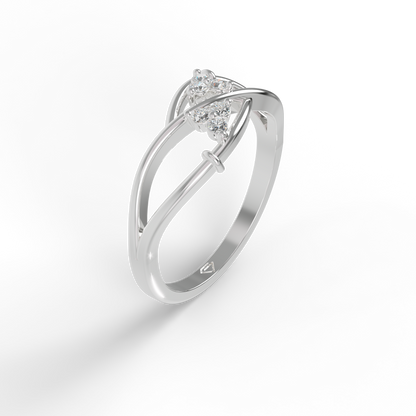 Guru Jewel's Round C.Z Diamond Studded Silver Ring For Her