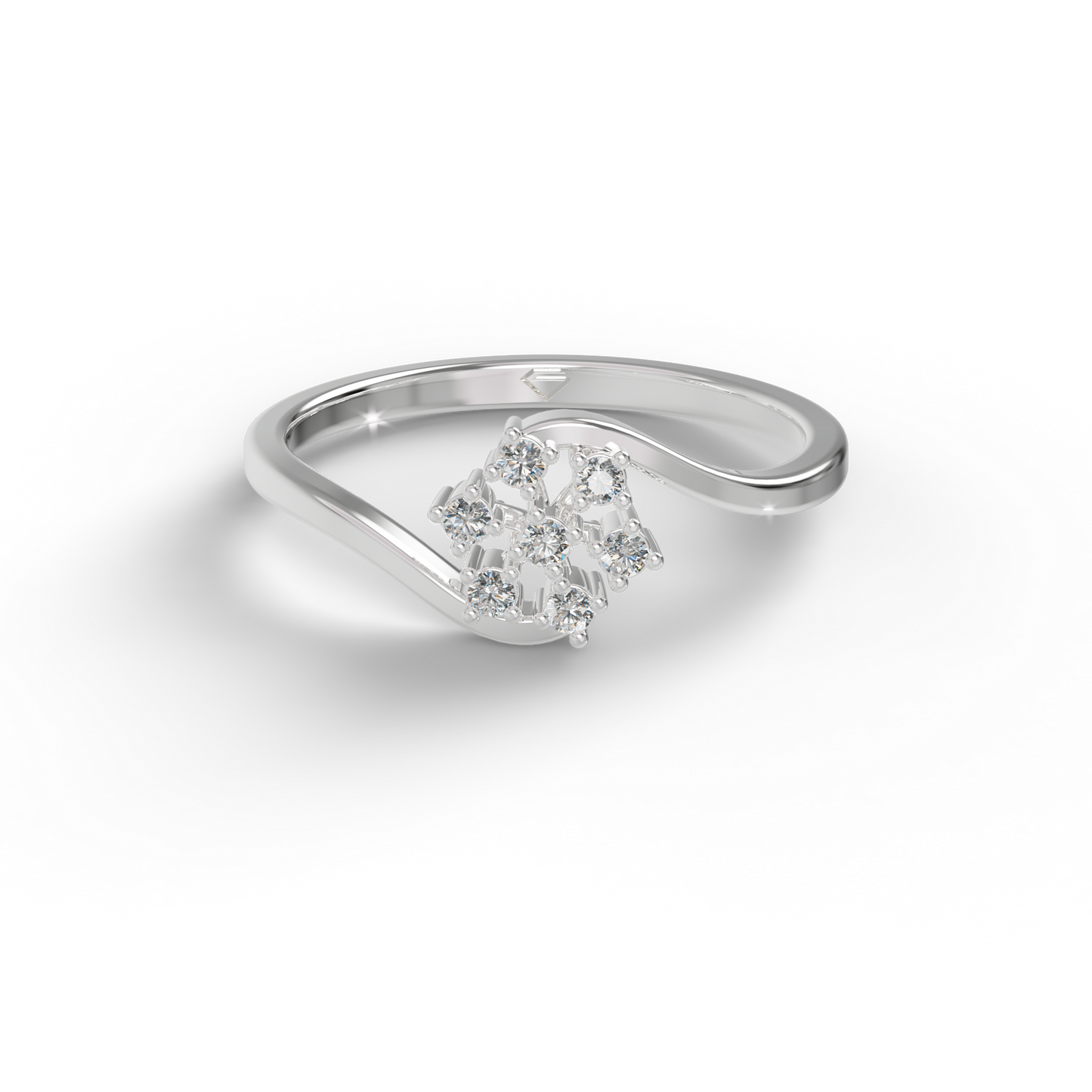 Guru Jewel's Stunning Round C.Z Diamond Studded Silver Ring For Her