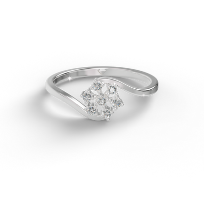 Guru Jewel's Stunning Round C.Z Diamond Studded Silver Ring For Her