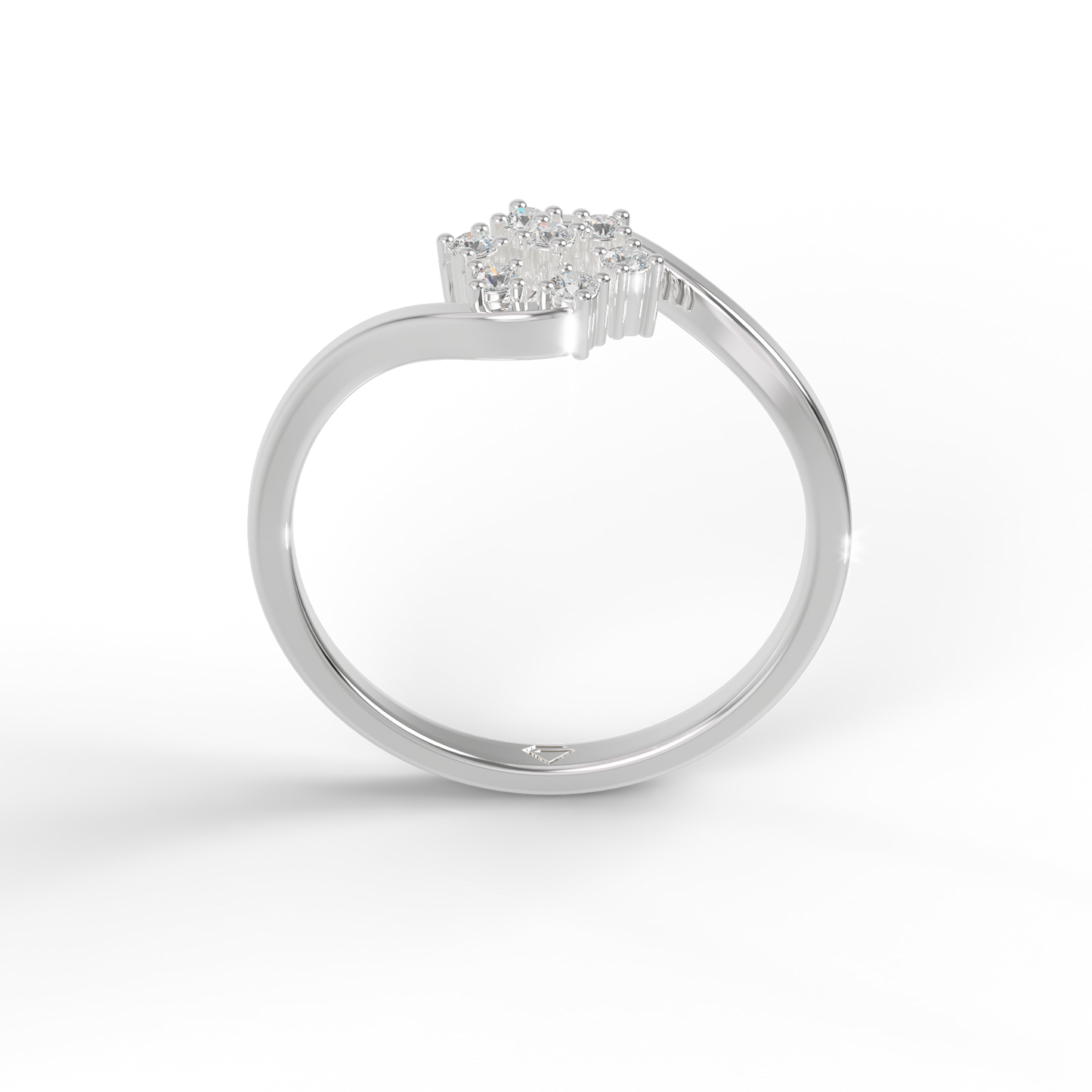 Guru Jewel's Stunning Round C.Z Diamond Studded Silver Ring For Her