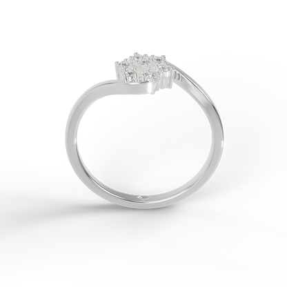 Guru Jewel's Stunning Round C.Z Diamond Studded Silver Ring For Her