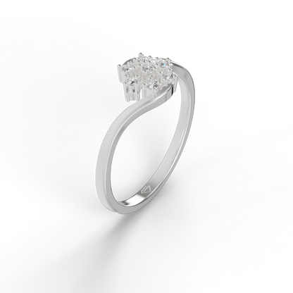 Guru Jewel's Stunning Round C.Z Diamond Studded Silver Ring For Her
