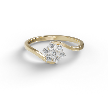 Guru Jewel's Stunning Round C.Z Diamond Studded Silver Ring For Her