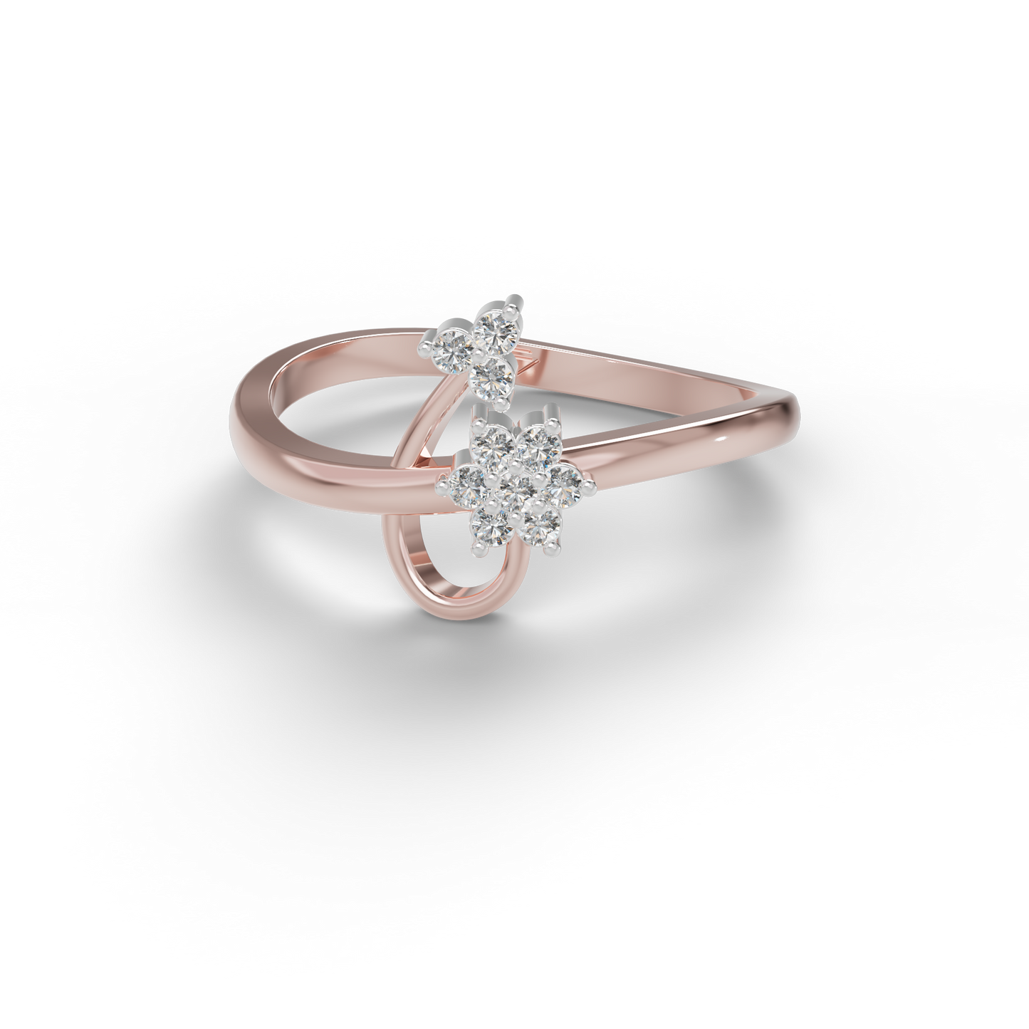 Guru Jewel's Pretty Round C.Z Diamond Studded Silver Ring For Her