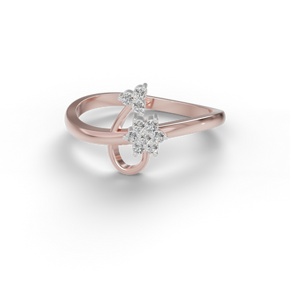 Guru Jewel's Pretty Round C.Z Diamond Studded Silver Ring For Her