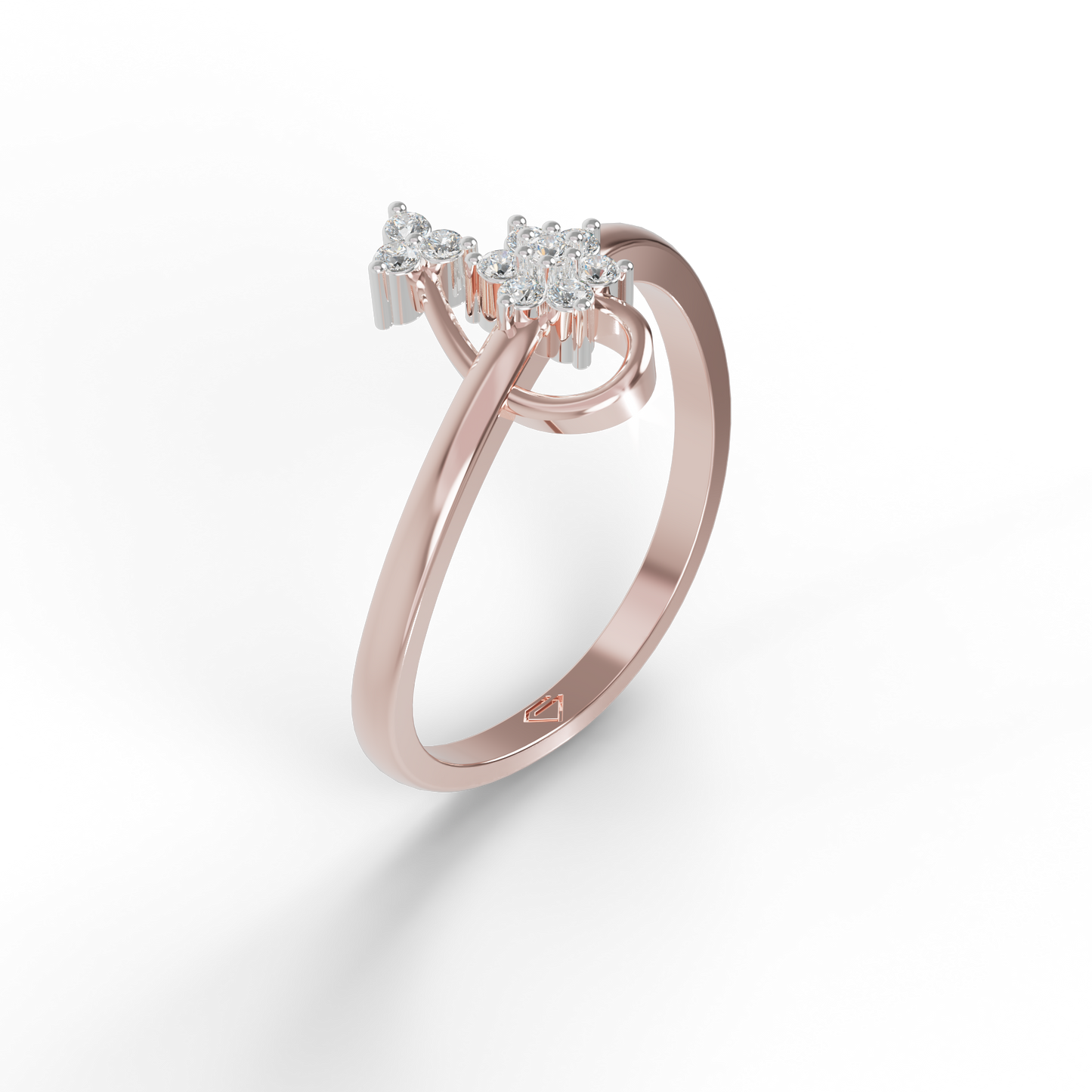 Guru Jewel's Pretty Round C.Z Diamond Studded Silver Ring For Her