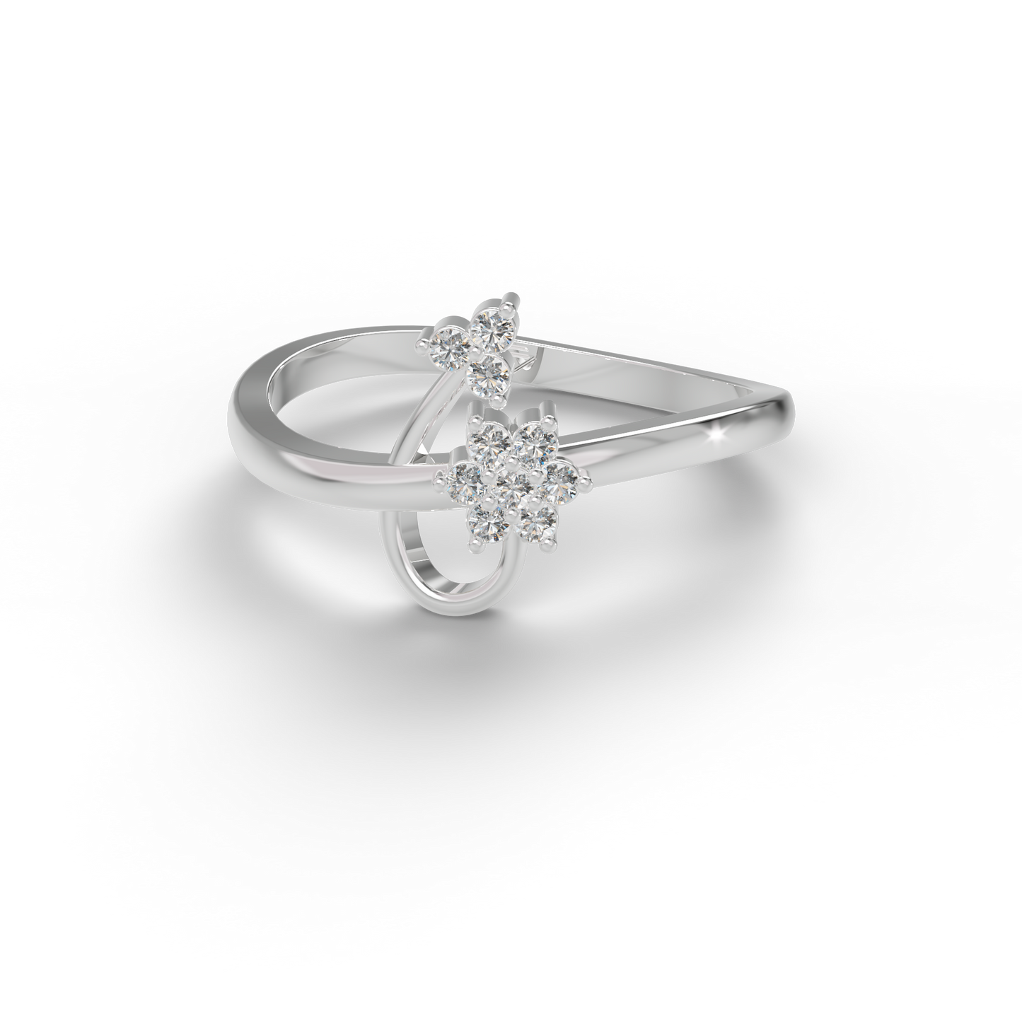 Guru Jewel's Pretty Round C.Z Diamond Studded Silver Ring For Her