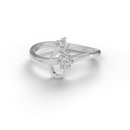 Guru Jewel's Pretty Round C.Z Diamond Studded Silver Ring For Her