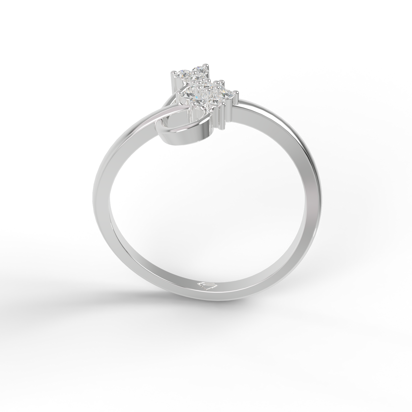 Guru Jewel's Pretty Round C.Z Diamond Studded Silver Ring For Her