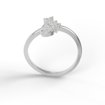 Guru Jewel's Pretty Round C.Z Diamond Studded Silver Ring For Her