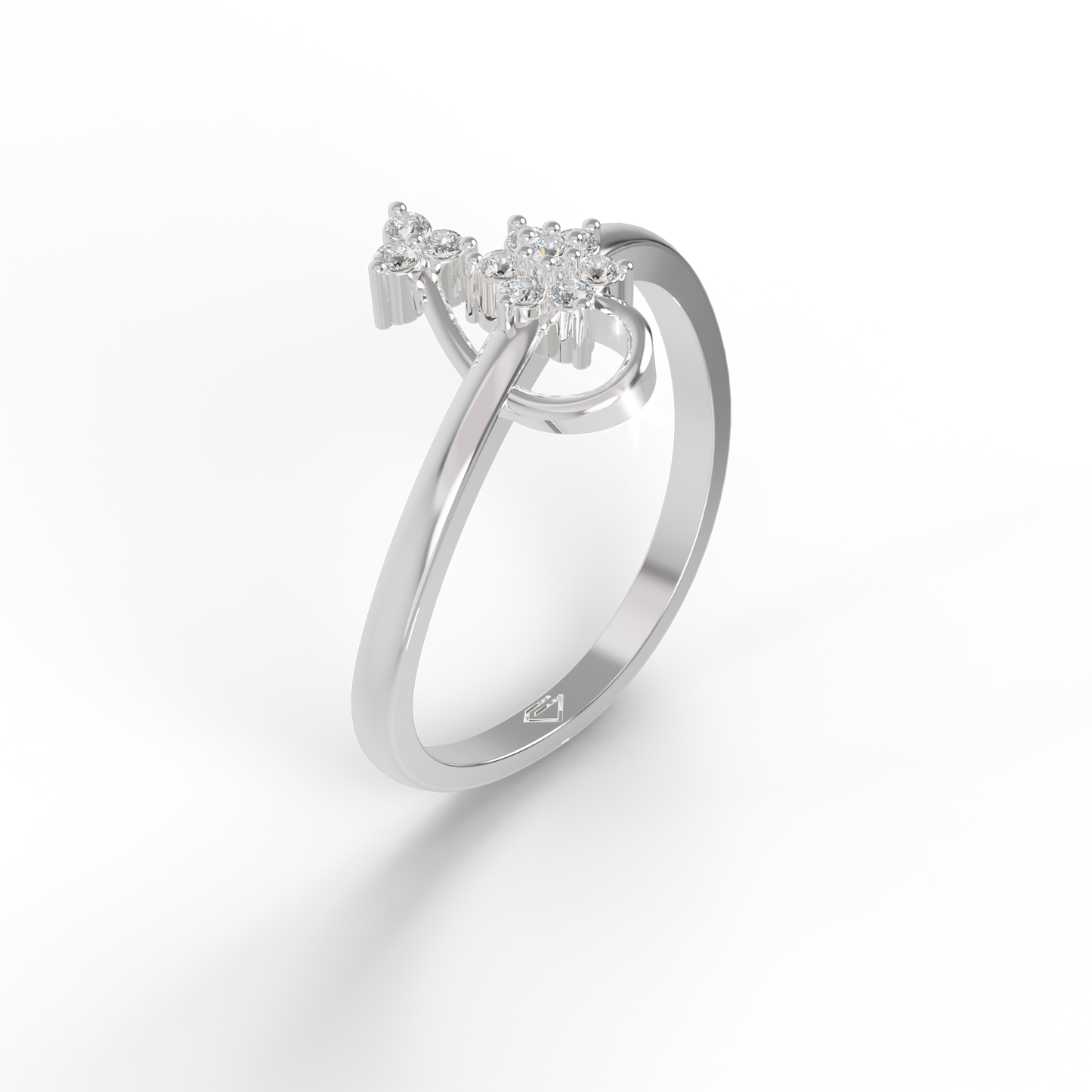 Guru Jewel's Pretty Round C.Z Diamond Studded Silver Ring For Her