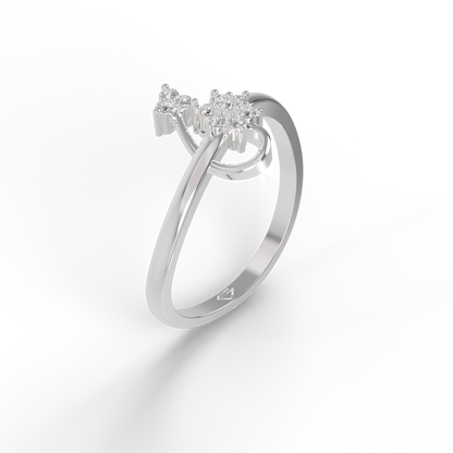 Guru Jewel's Pretty Round C.Z Diamond Studded Silver Ring For Her