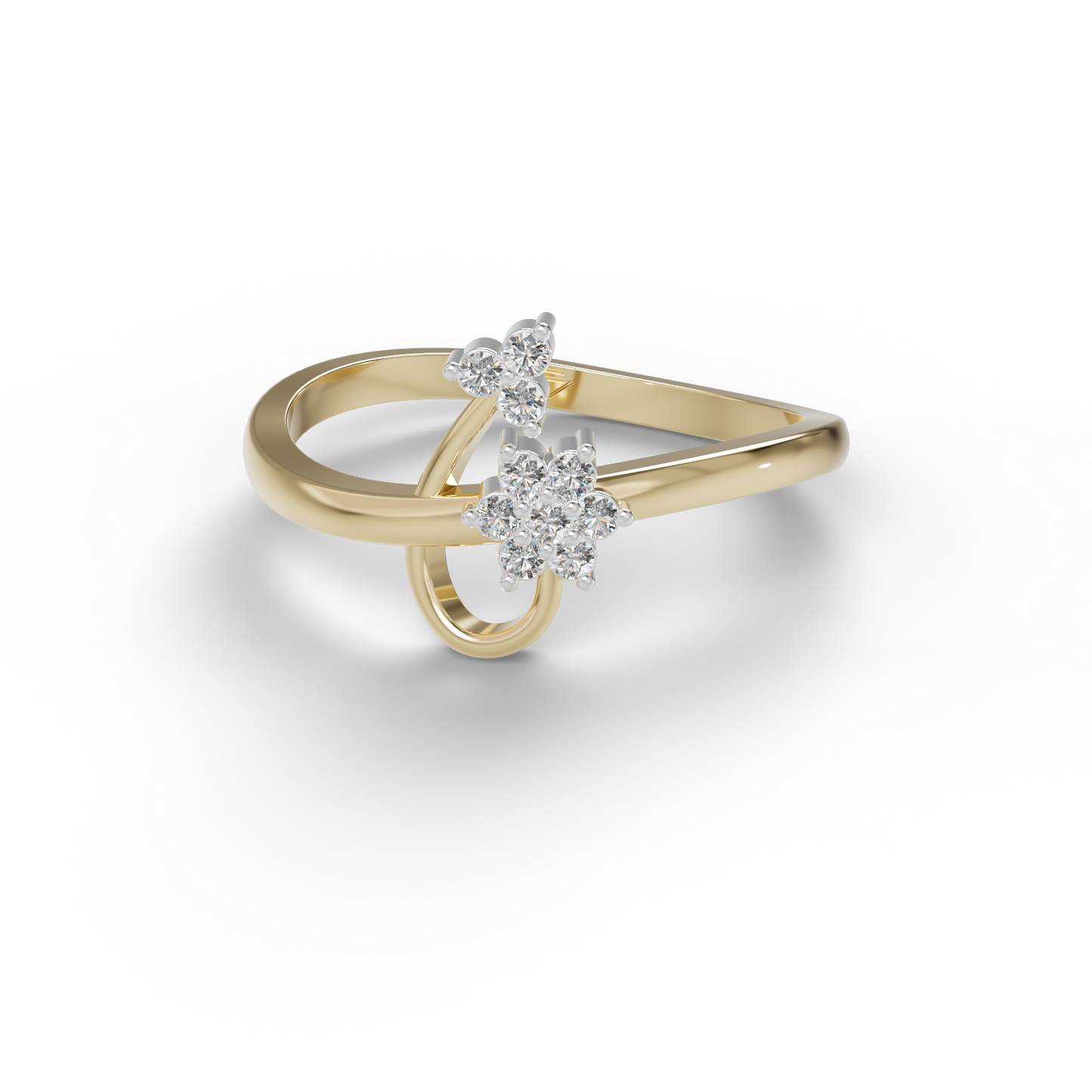 Guru Jewel's Pretty Round C.Z Diamond Studded Silver Ring For Her
