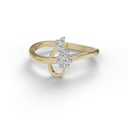 Guru Jewel's Pretty Round C.Z Diamond Studded Silver Ring For Her