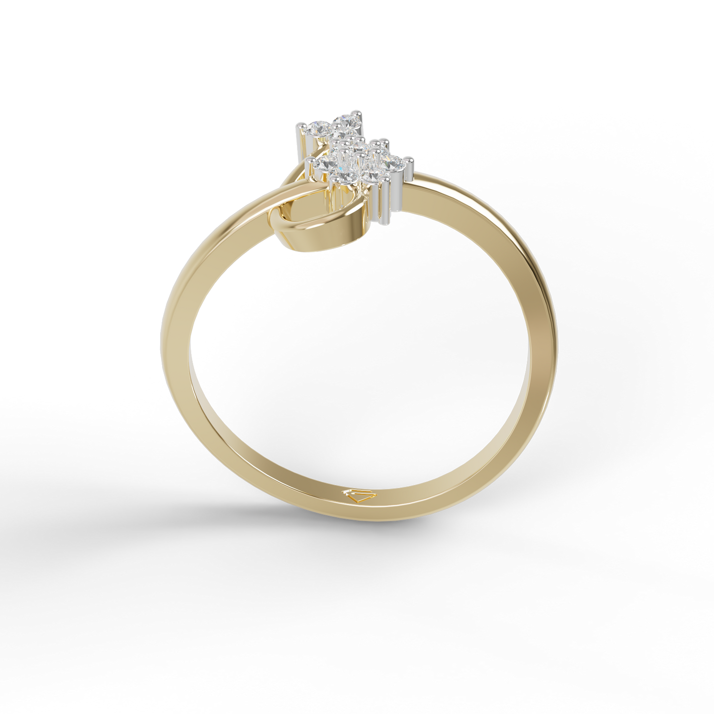 Guru Jewel's Pretty Round C.Z Diamond Studded Silver Ring For Her