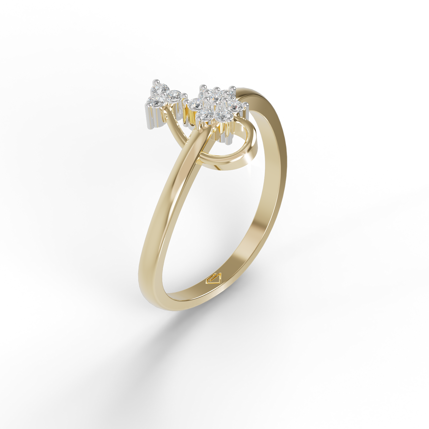 Guru Jewel's Pretty Round C.Z Diamond Studded Silver Ring For Her