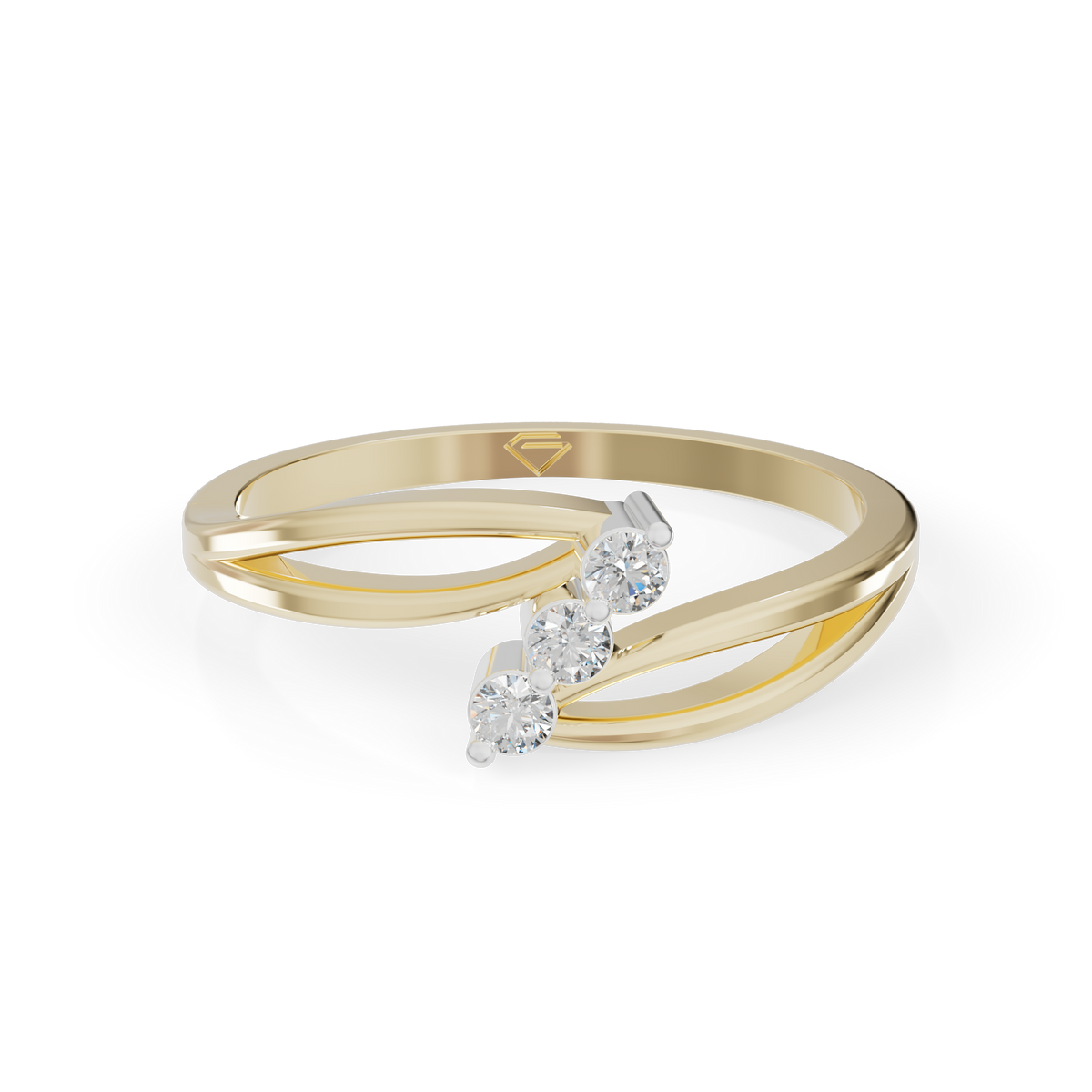 Guru Jewel's 3 Unique Round C.Z Diamond Studded Silver Ring  For Her