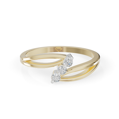 Guru Jewel's 3 Unique Round C.Z Diamond Studded Silver Ring  For Her
