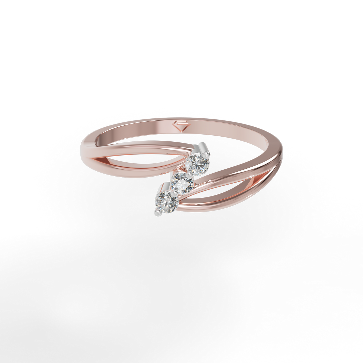 Guru Jewel's 3 Unique Round C.Z Diamond Studded Silver Ring  For Her