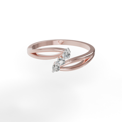 Guru Jewel's 3 Unique Round C.Z Diamond Studded Silver Ring  For Her