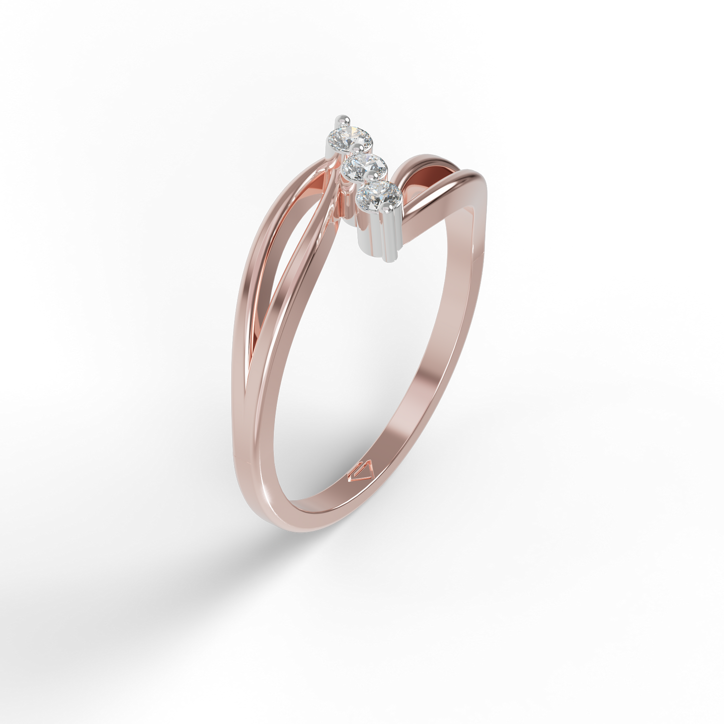 Guru Jewel's 3 Unique Round C.Z Diamond Studded Silver Ring  For Her
