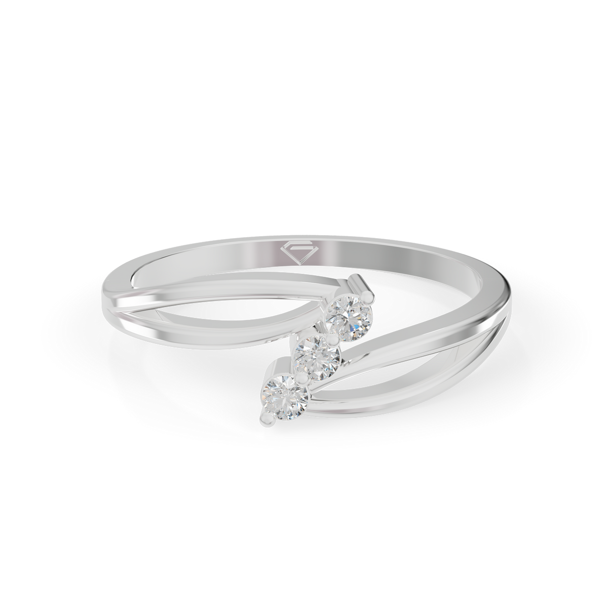 Guru Jewel's 3 Unique Round C.Z Diamond Studded Silver Ring  For Her