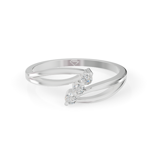 Guru Jewel's 3 Unique Round C.Z Diamond Studded Silver Ring  For Her