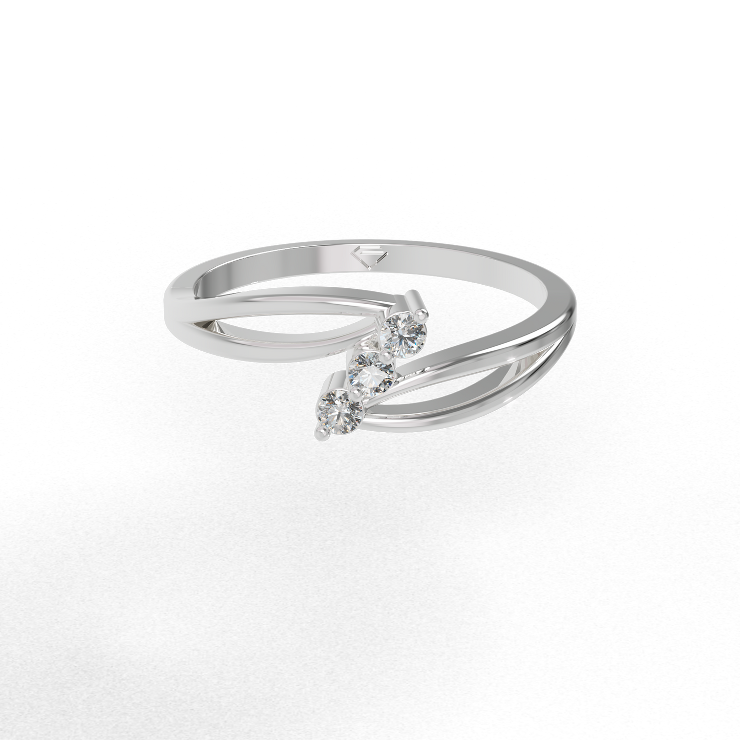 Guru Jewel's 3 Unique Round C.Z Diamond Studded Silver Ring  For Her