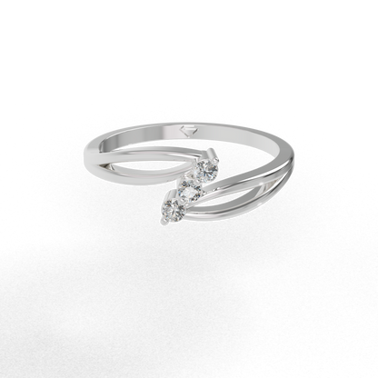 Guru Jewel's 3 Unique Round C.Z Diamond Studded Silver Ring  For Her