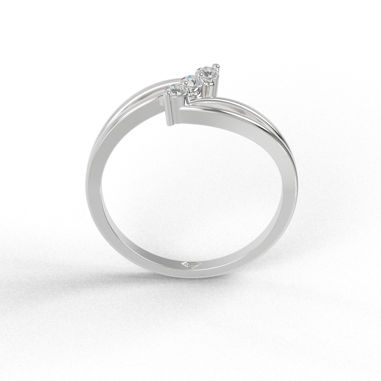 Guru Jewel's 3 Unique Round C.Z Diamond Studded Silver Ring  For Her
