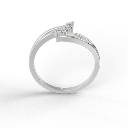 Guru Jewel's 3 Unique Round C.Z Diamond Studded Silver Ring  For Her