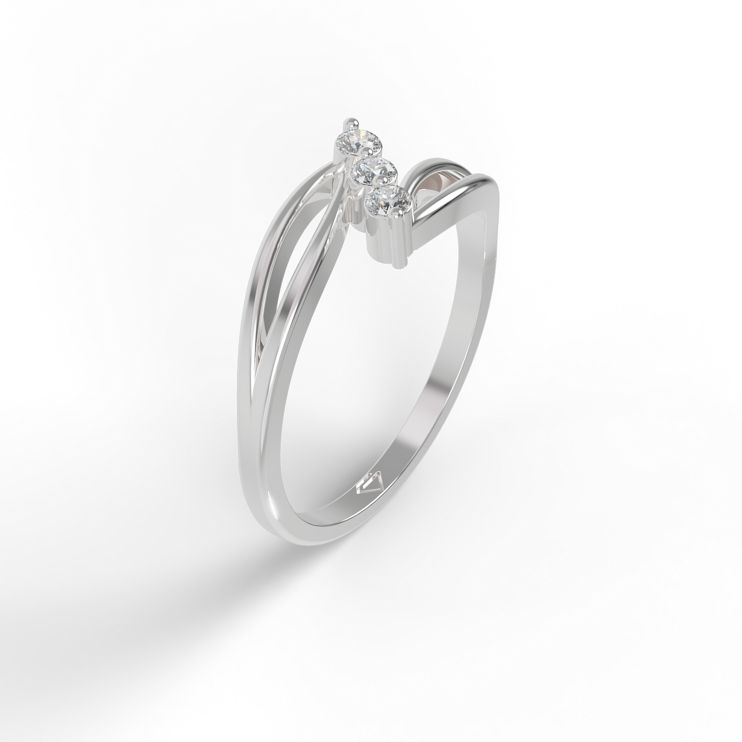 Guru Jewel's 3 Unique Round C.Z Diamond Studded Silver Ring  For Her