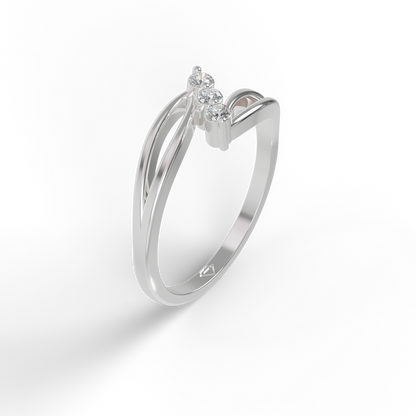Guru Jewel's 3 Unique Round C.Z Diamond Studded Silver Ring  For Her