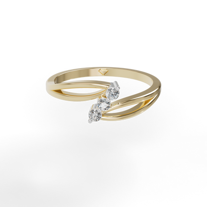 Guru Jewel's 3 Unique Round C.Z Diamond Studded Silver Ring  For Her