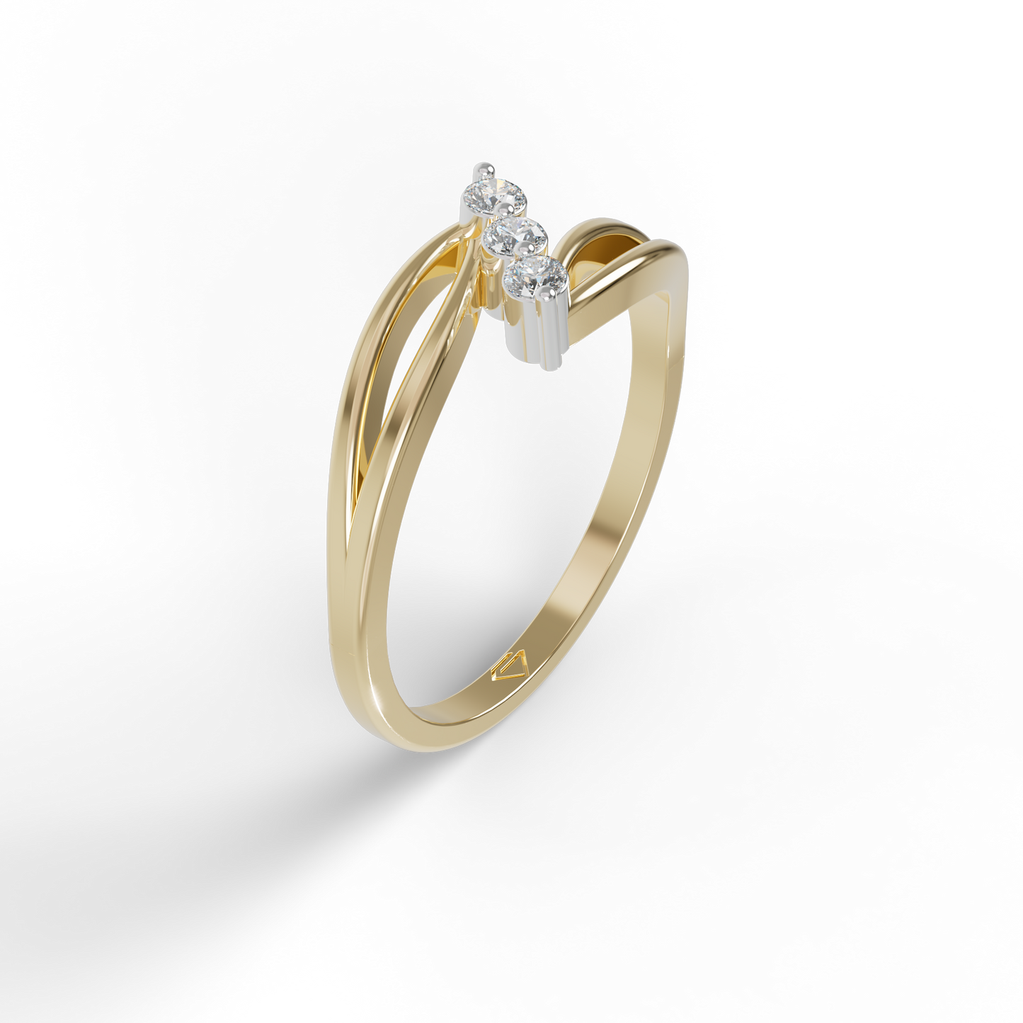 Guru Jewel's 3 Unique Round C.Z Diamond Studded Silver Ring  For Her