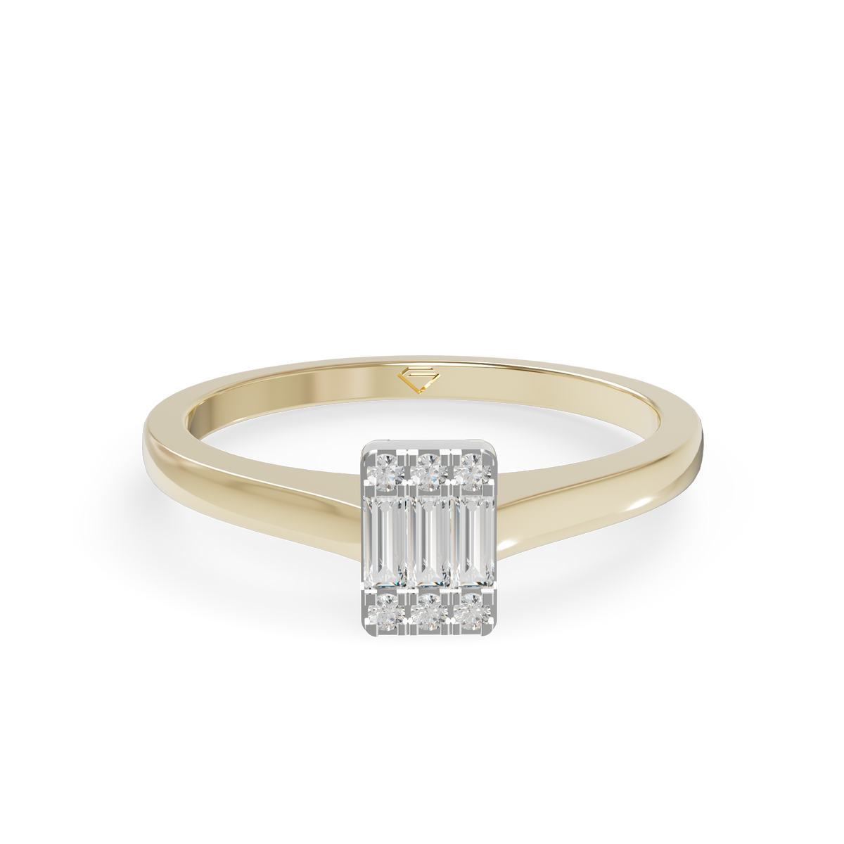 Guru Jewel's Alluring Round And Baguette C.Z Diamond Studded Silver Ring For Her