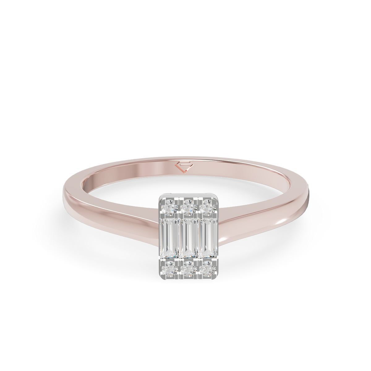 Guru Jewel's Alluring Round And Baguette C.Z Diamond Studded Silver Ring For Her