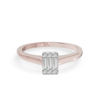 Guru Jewel's Alluring Round And Baguette C.Z Diamond Studded Silver Ring For Her