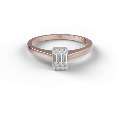 Guru Jewel's Alluring Round And Baguette C.Z Diamond Studded Silver Ring For Her