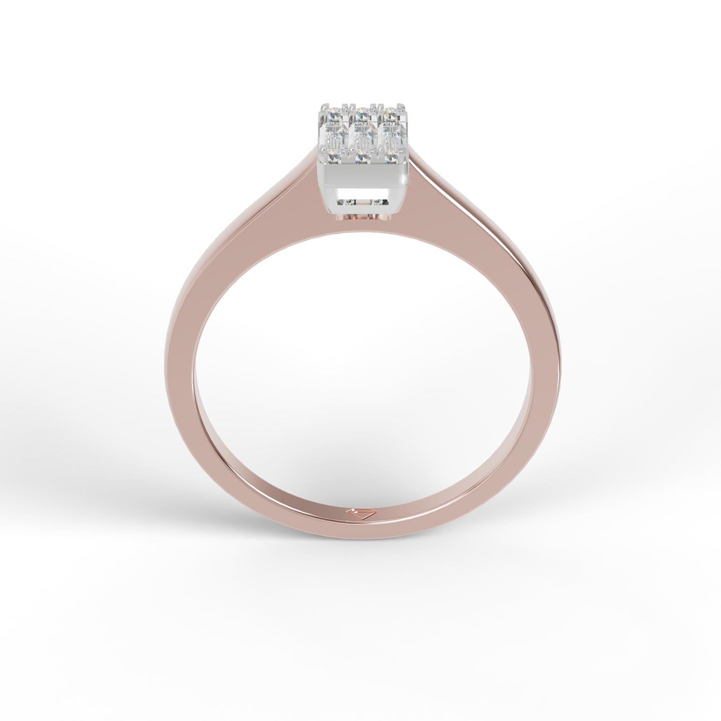 Guru Jewel's Alluring Round And Baguette C.Z Diamond Studded Silver Ring For Her