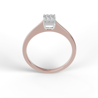 Guru Jewel's Alluring Round And Baguette C.Z Diamond Studded Silver Ring For Her